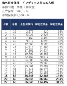 海外終身保険　インデックスタイプ
